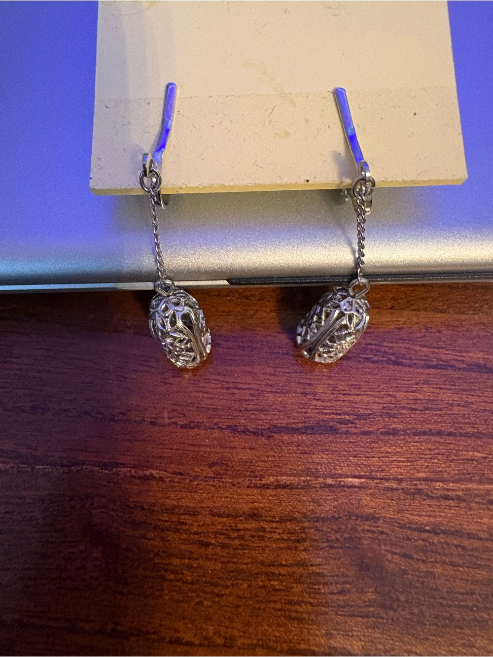 Silver Filigree Drop Earrings - Silver